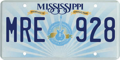 MS license plate MRE928