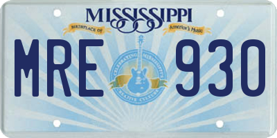 MS license plate MRE930