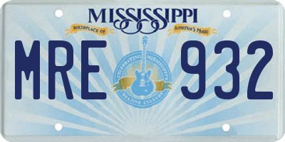 MS license plate MRE932