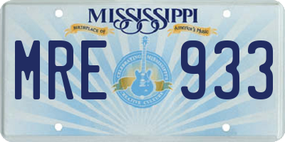 MS license plate MRE933