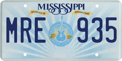 MS license plate MRE935