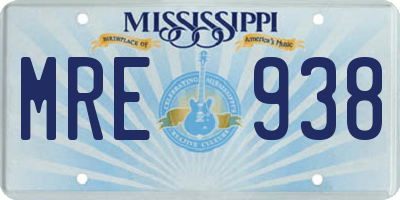 MS license plate MRE938