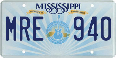 MS license plate MRE940