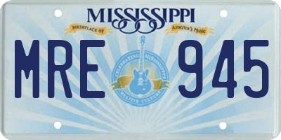 MS license plate MRE945