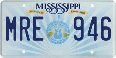 MS license plate MRE946