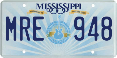 MS license plate MRE948