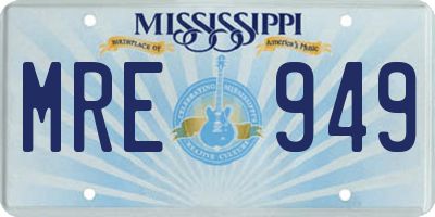 MS license plate MRE949