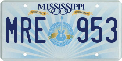 MS license plate MRE953