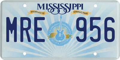 MS license plate MRE956
