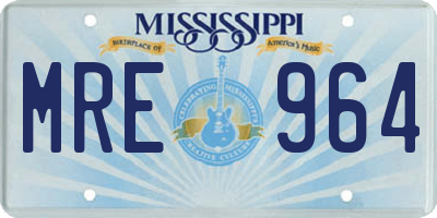 MS license plate MRE964