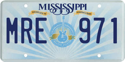 MS license plate MRE971