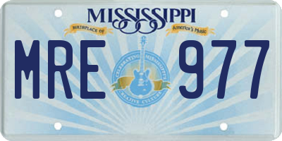 MS license plate MRE977