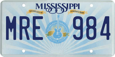 MS license plate MRE984