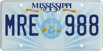 MS license plate MRE988