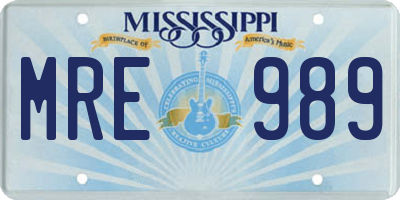 MS license plate MRE989