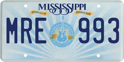 MS license plate MRE993