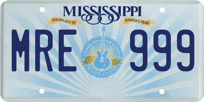 MS license plate MRE999