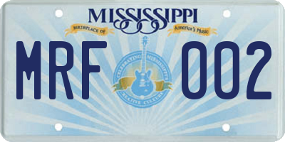 MS license plate MRF002