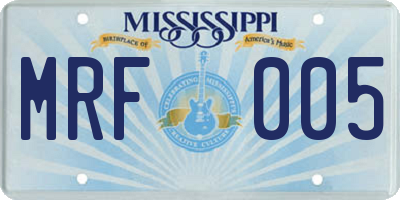 MS license plate MRF005