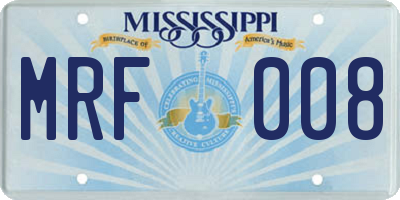 MS license plate MRF008