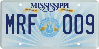 MS license plate MRF009