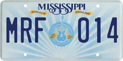 MS license plate MRF014