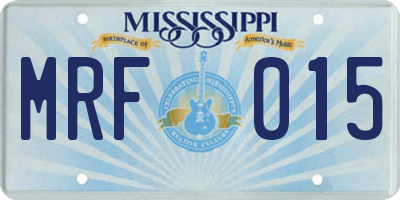 MS license plate MRF015