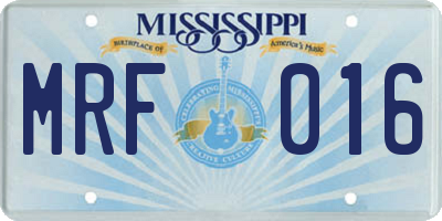 MS license plate MRF016