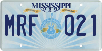 MS license plate MRF021