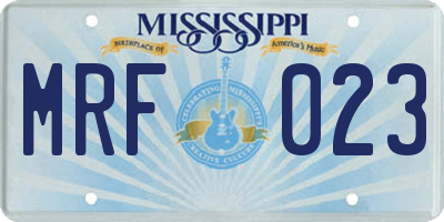 MS license plate MRF023