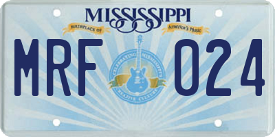 MS license plate MRF024