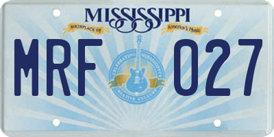 MS license plate MRF027