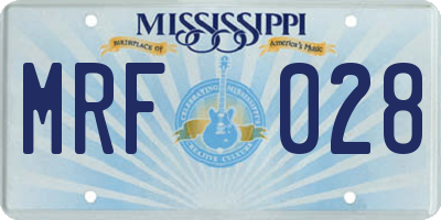 MS license plate MRF028