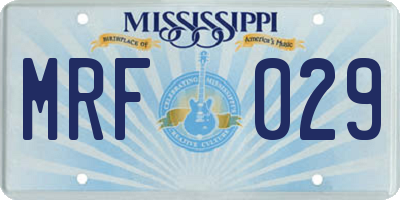 MS license plate MRF029