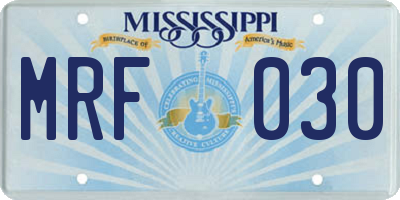 MS license plate MRF030