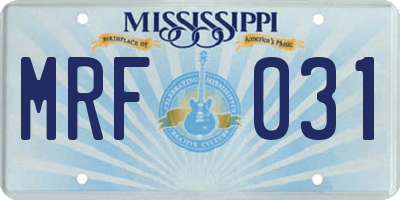 MS license plate MRF031