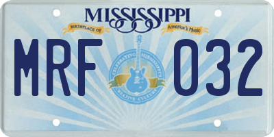 MS license plate MRF032