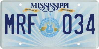 MS license plate MRF034