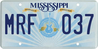 MS license plate MRF037
