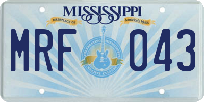 MS license plate MRF043