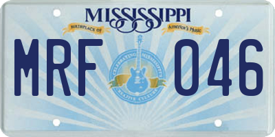 MS license plate MRF046