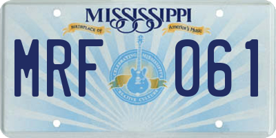 MS license plate MRF061