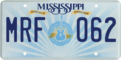 MS license plate MRF062