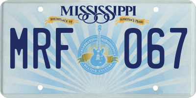 MS license plate MRF067