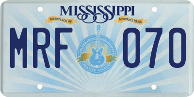 MS license plate MRF070