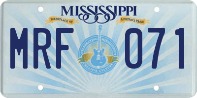 MS license plate MRF071