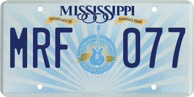 MS license plate MRF077