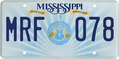 MS license plate MRF078
