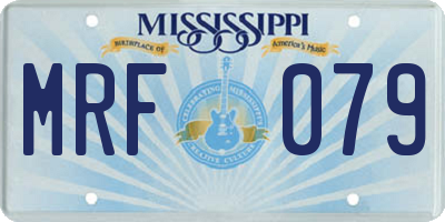 MS license plate MRF079
