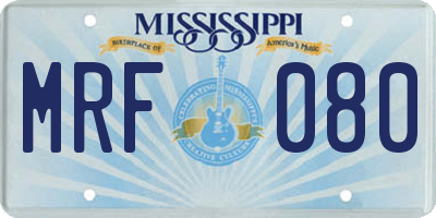 MS license plate MRF080
